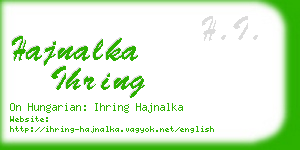 hajnalka ihring business card